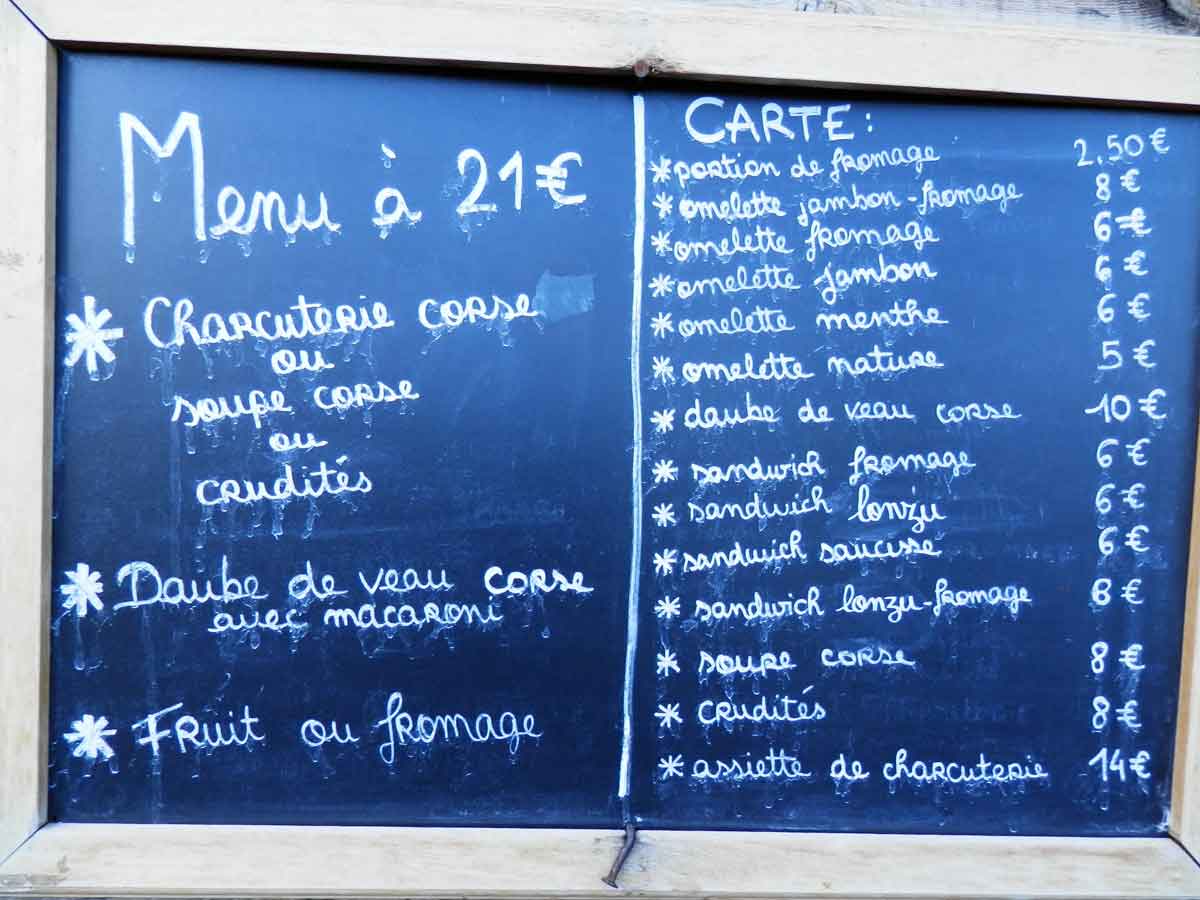 Exemple prix menus