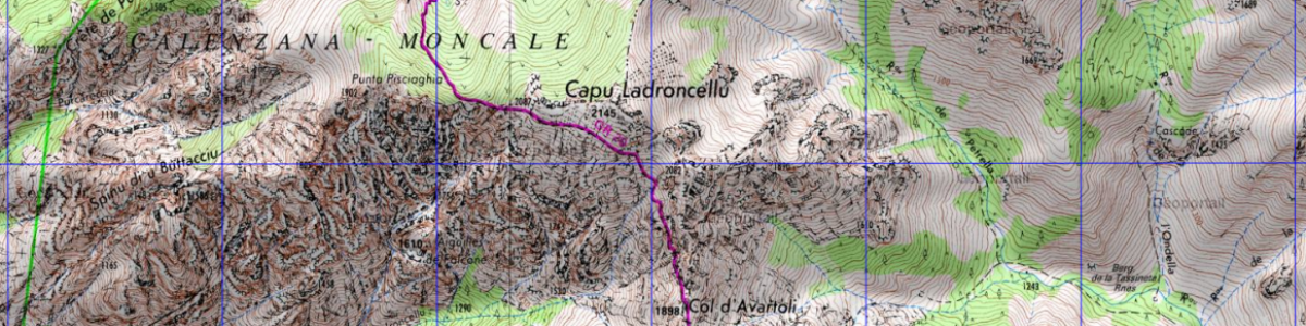 Etape 2 du GR20 : carte IGN entre Ortu di u Piobbu à Carrozzu